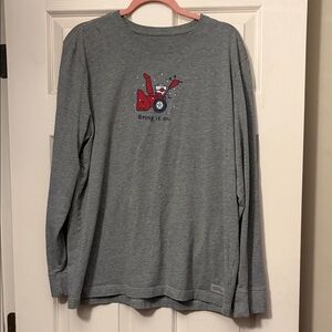 Life Is Good Gray Long Sleeve Shirt with Red Snowplow
